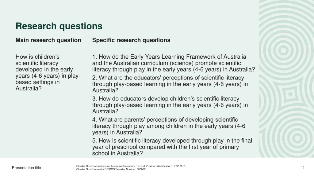 research questions