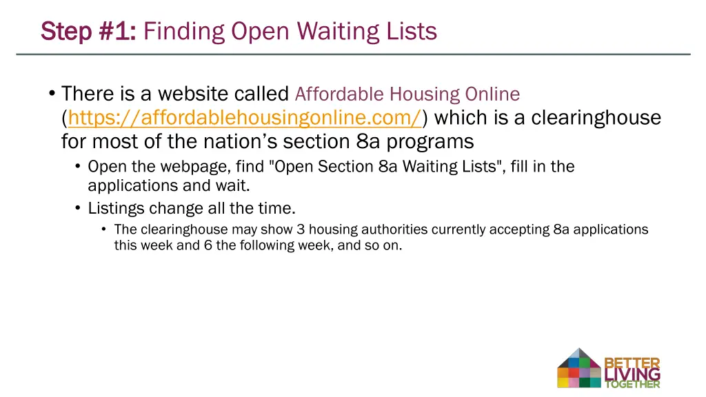 step 1 step 1 finding open waiting lists