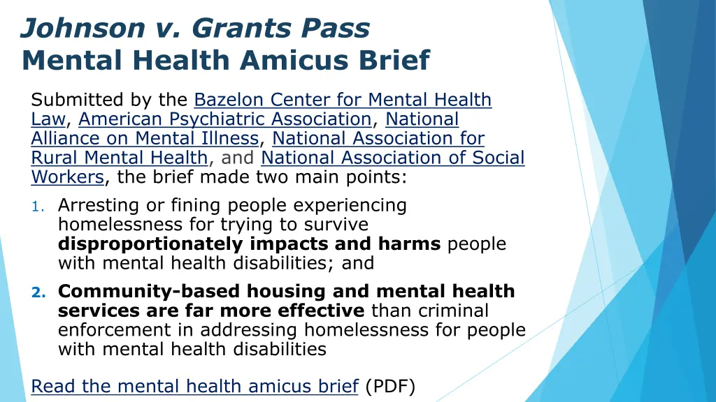johnson v grants pass mental health amicus brief
