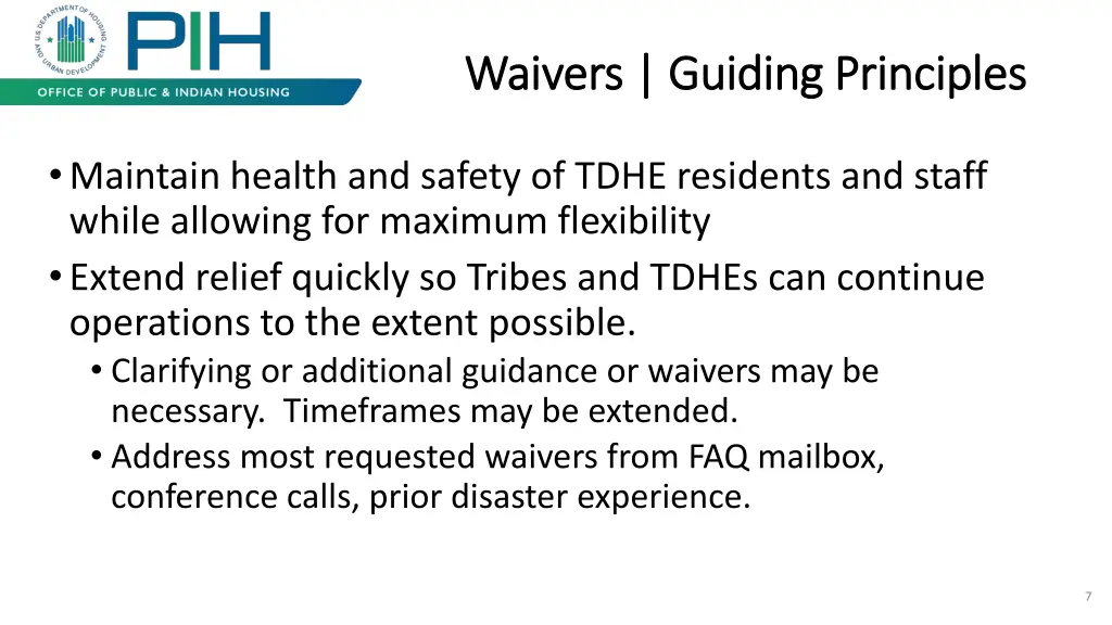 waivers guiding principles waivers guiding