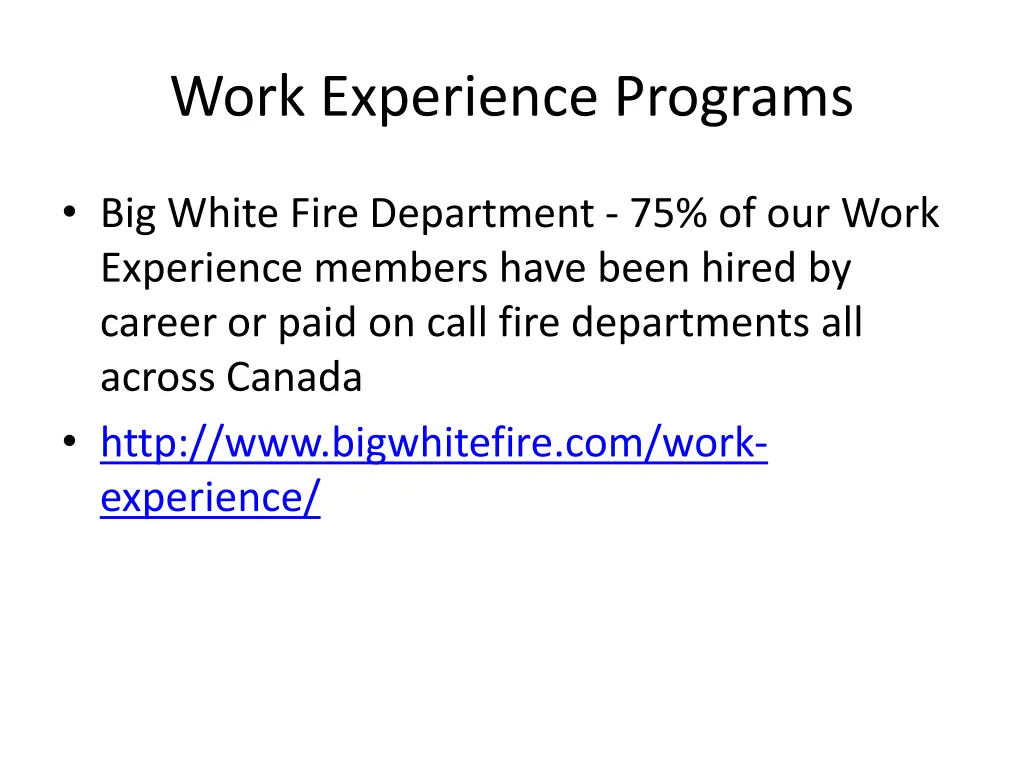 work experience programs