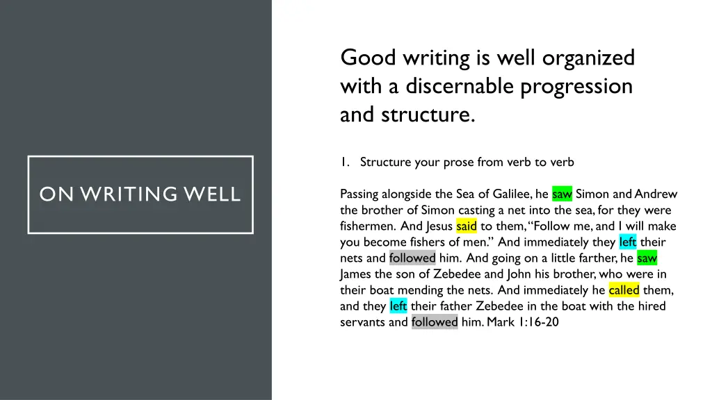 good writing is well organized with a discernable 1