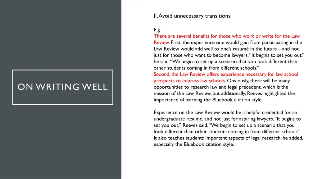 ii avoid unnecessary transitions