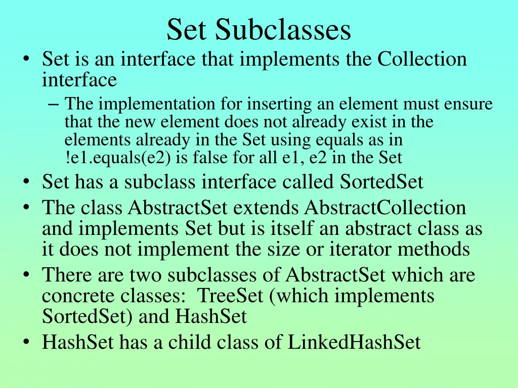 set subclasses