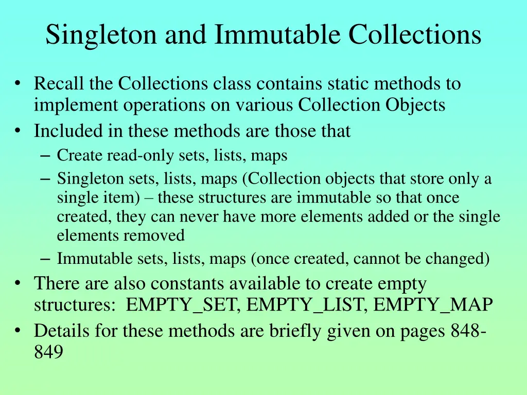 singleton and immutable collections