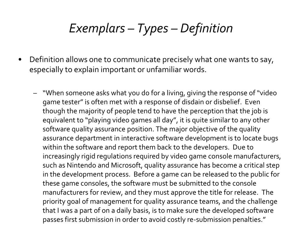 exemplars types definition
