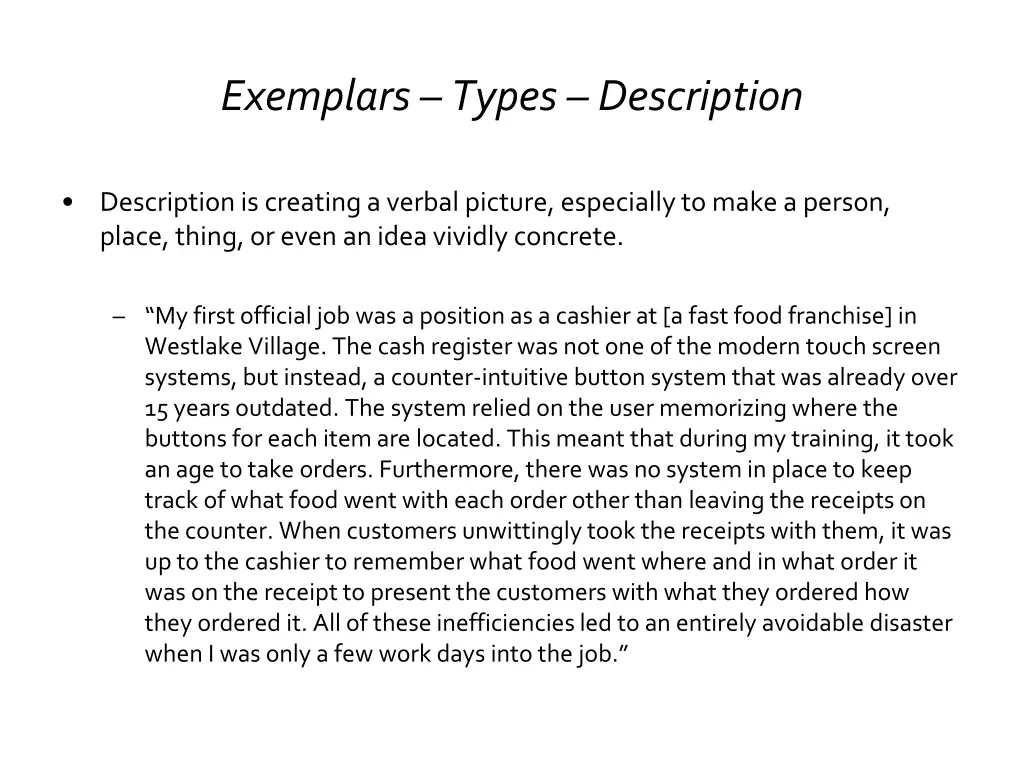 exemplars types description