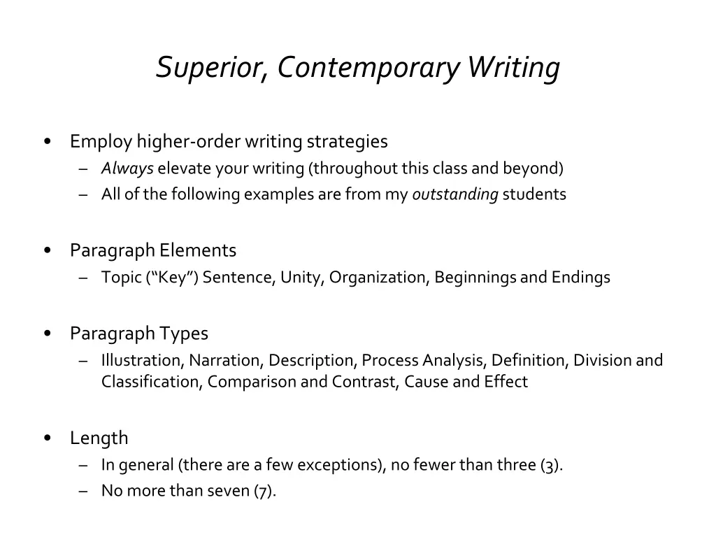 superior contemporary writing