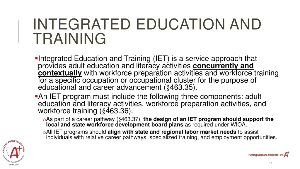 integrated education and training