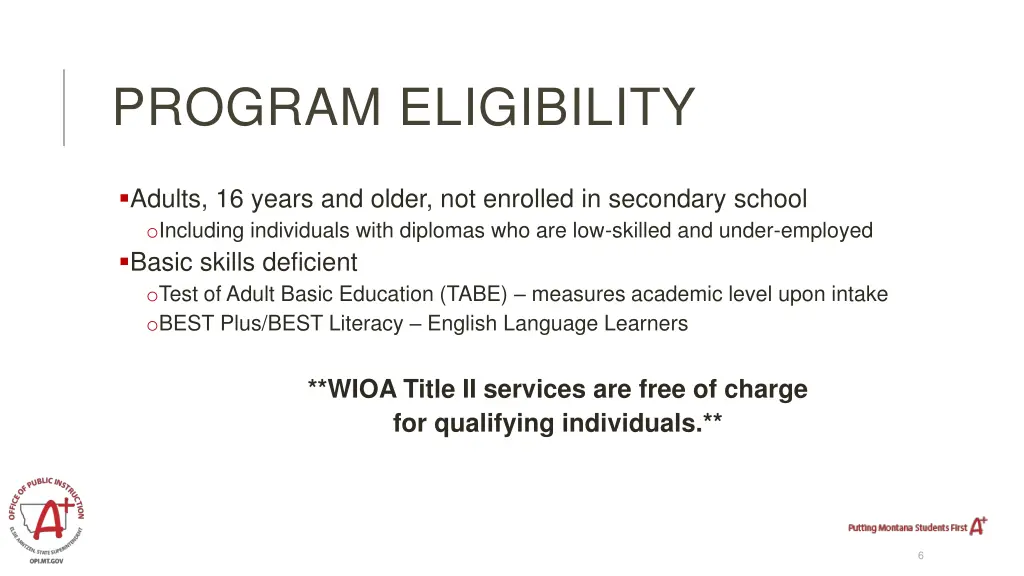 program eligibility
