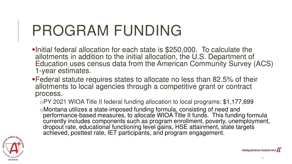 program funding