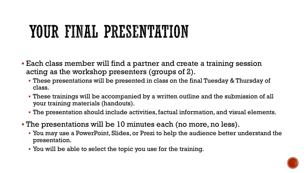 your final presentation