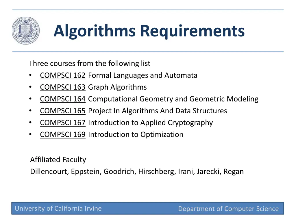 algorithms requirements