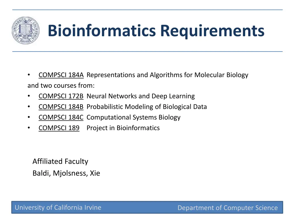 bioinformatics requirements