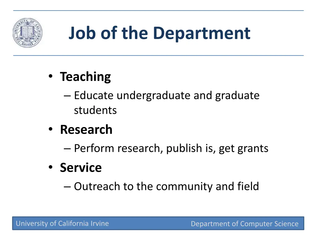 job of the department