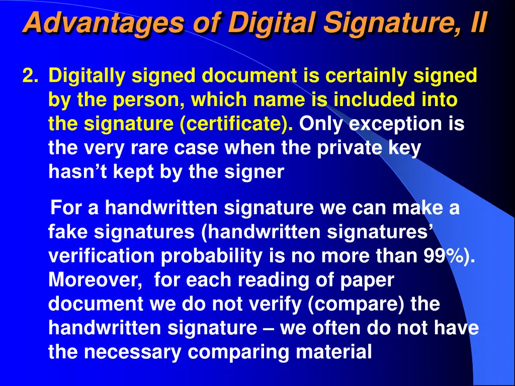 advantages of digital signature ii