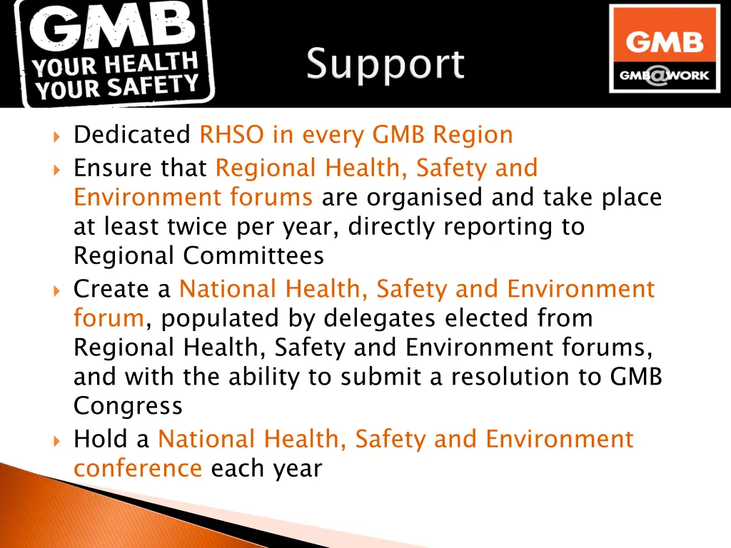 dedicated rhso in every gmb region ensure that