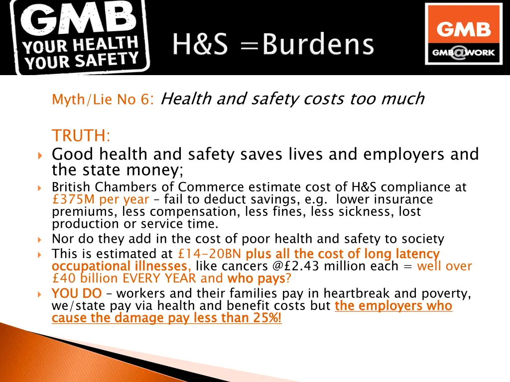 myth lie no 6 health and safety costs too much