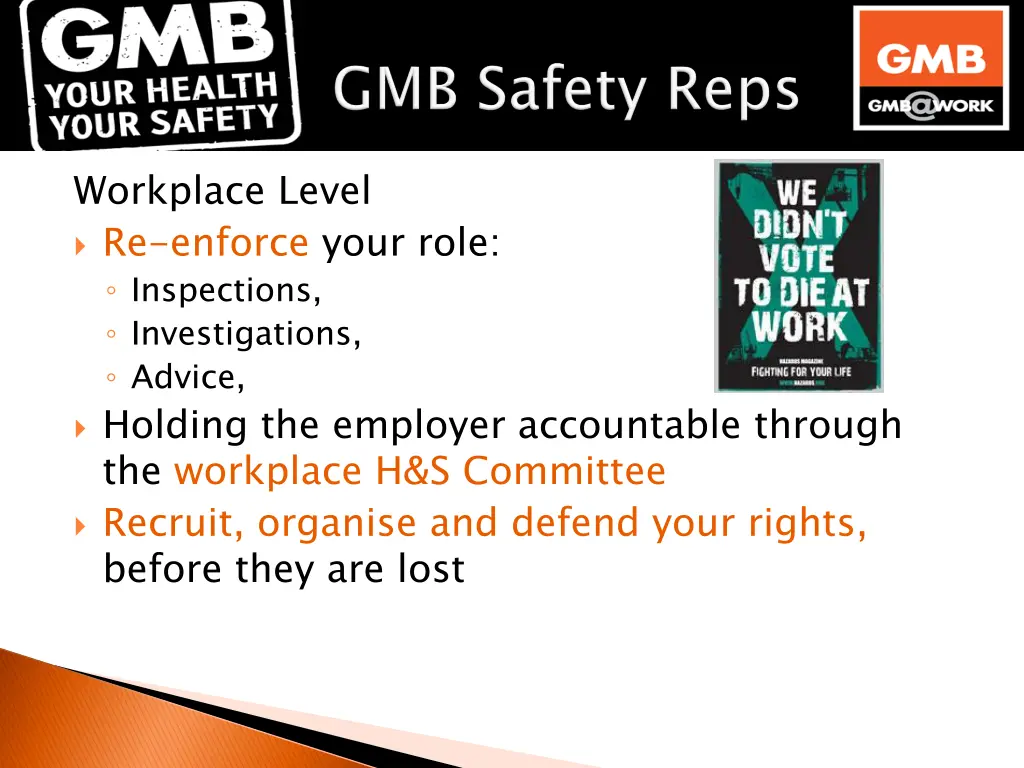 workplace level re enforce your role inspections