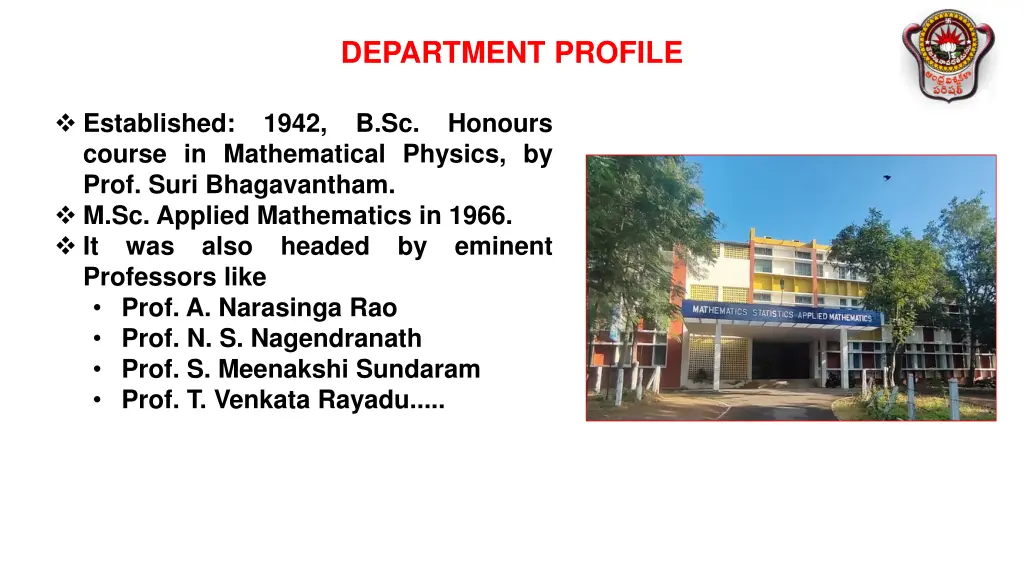 department profile