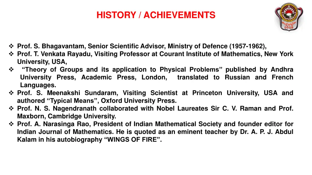 history achievements