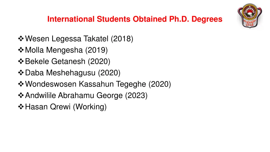 international students obtained ph d degrees