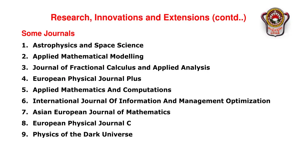 research innovations and extensions contd 2