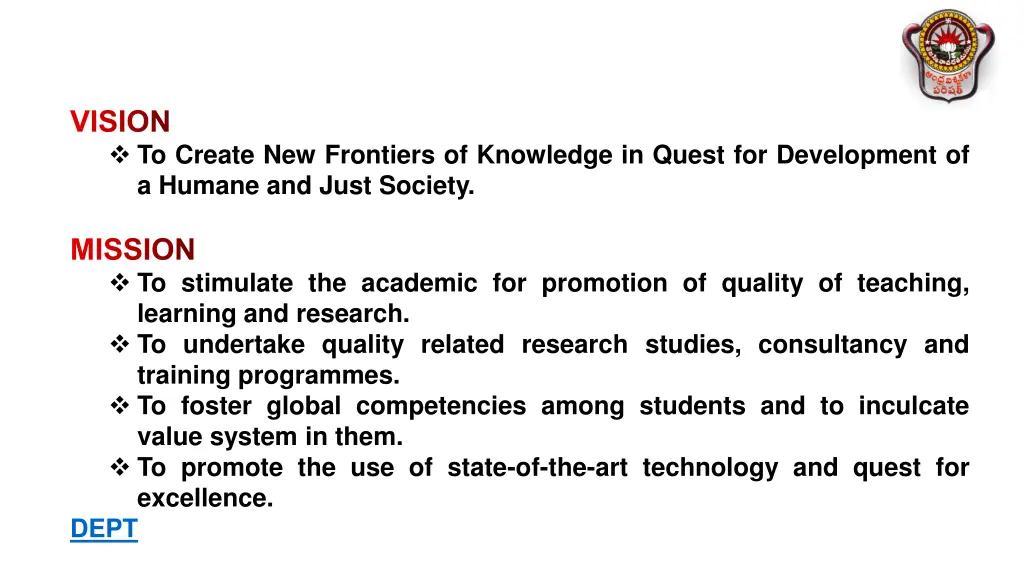 vision to create new frontiers of knowledge