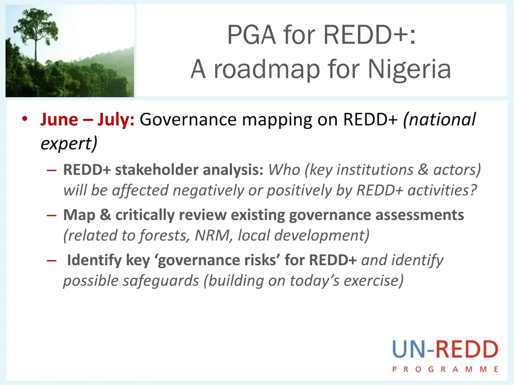 pga for redd a roadmap for nigeria
