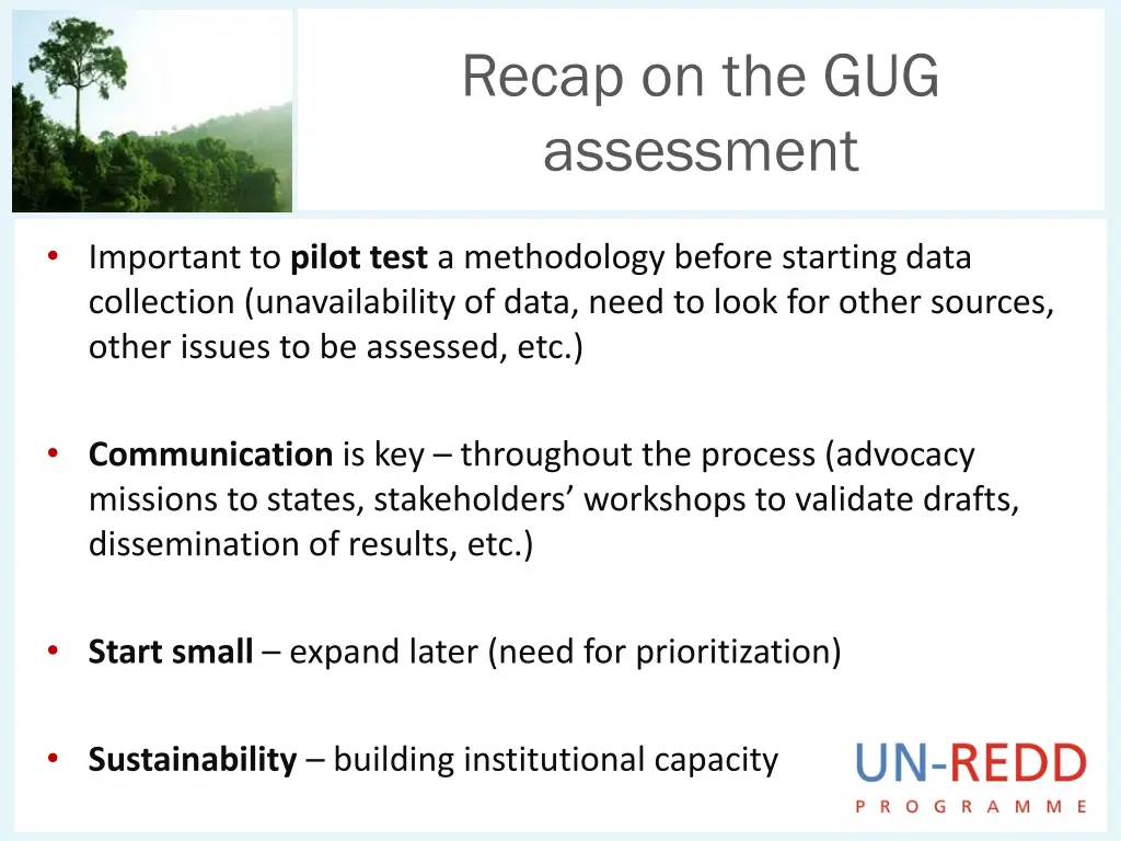 recap on the gug assessment 1