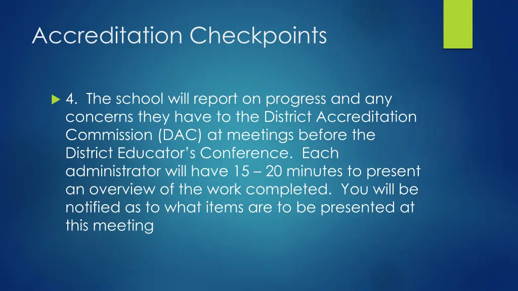 accreditation checkpoints 2