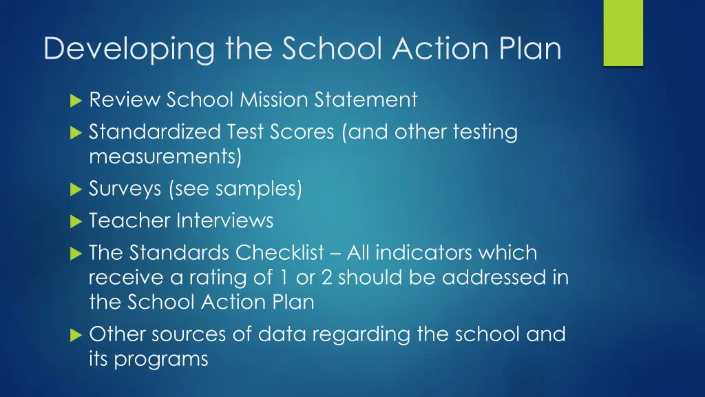 developing the school action plan