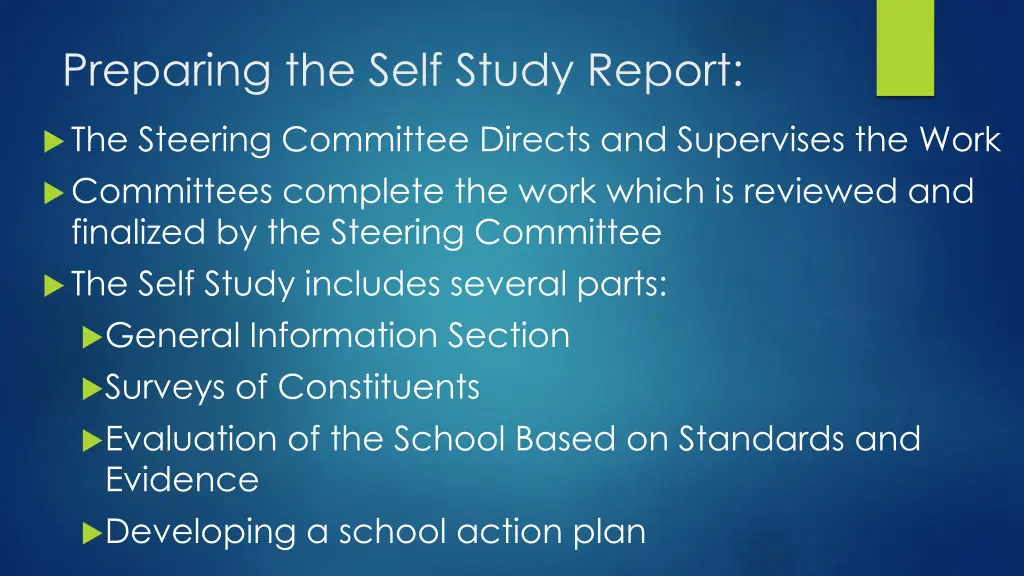 preparing the self study report