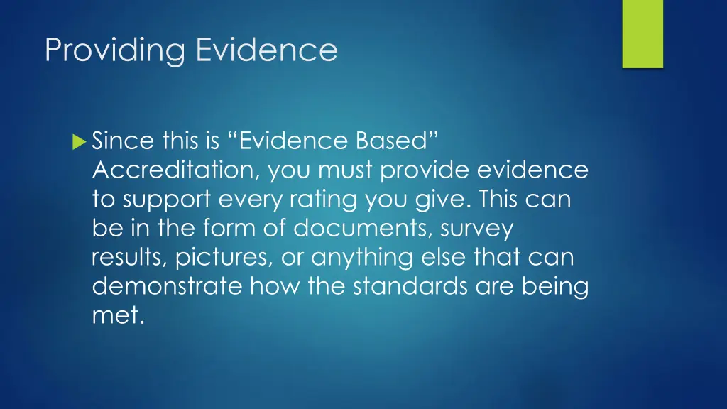 providing evidence