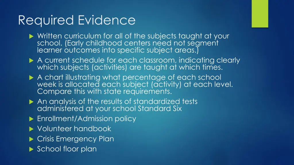 required evidence 1
