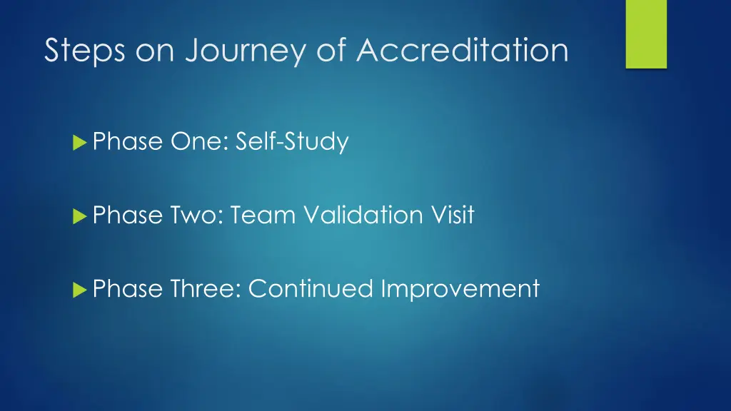 steps on journey of accreditation