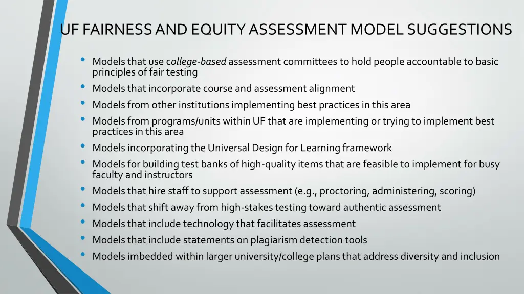 uf fairness and equity assessment model