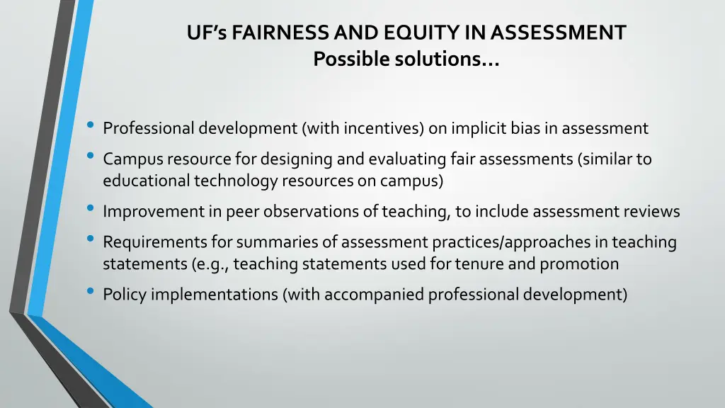 uf s fairness and equity in assessment possible