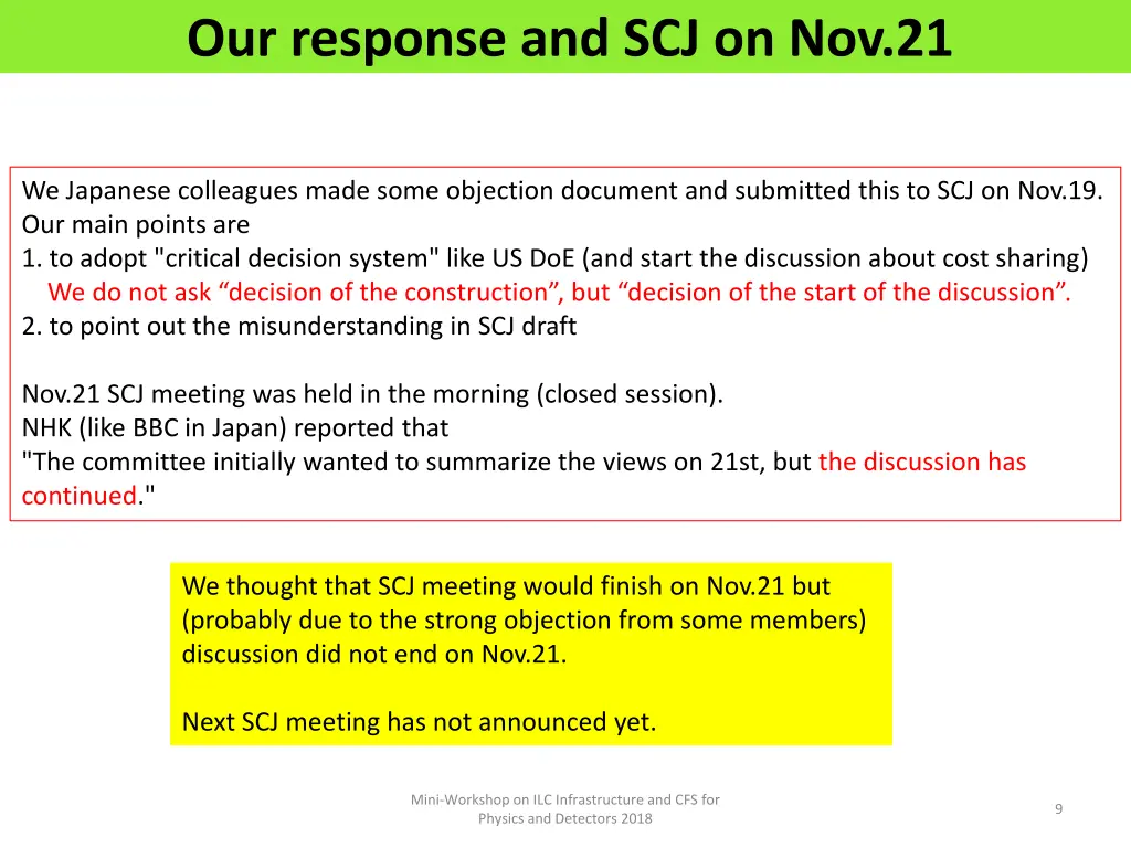 our response and scj on nov 21