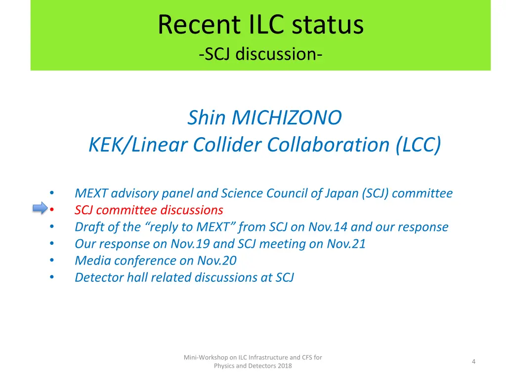 recent ilc status scj discussion 1