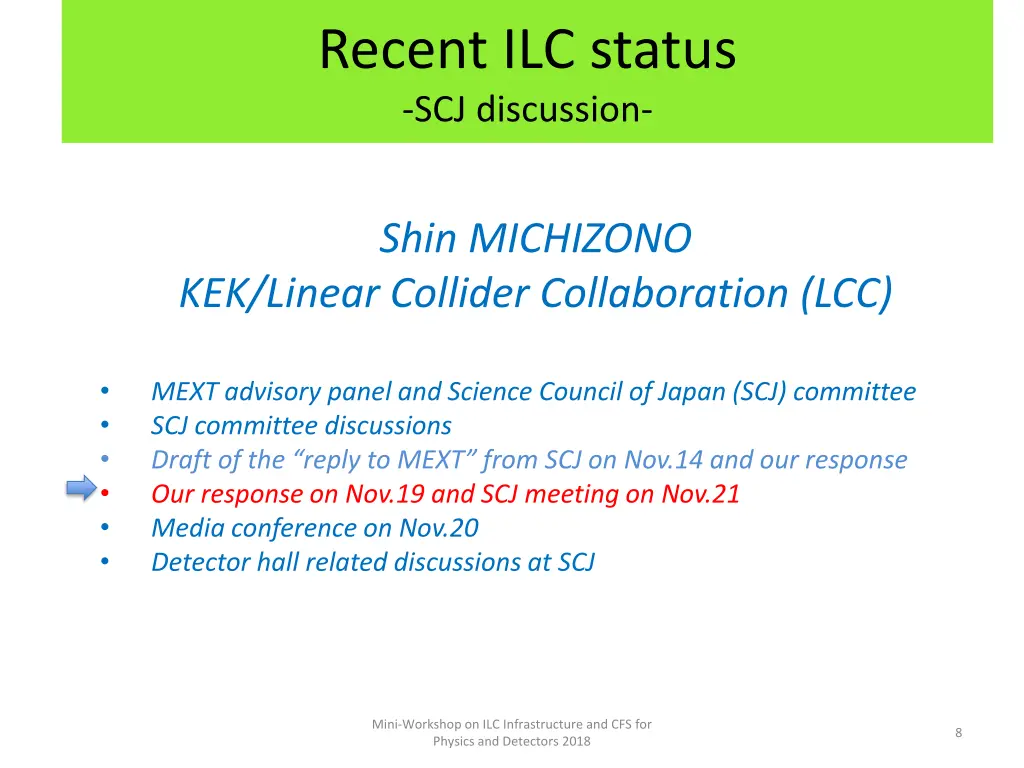 recent ilc status scj discussion 3