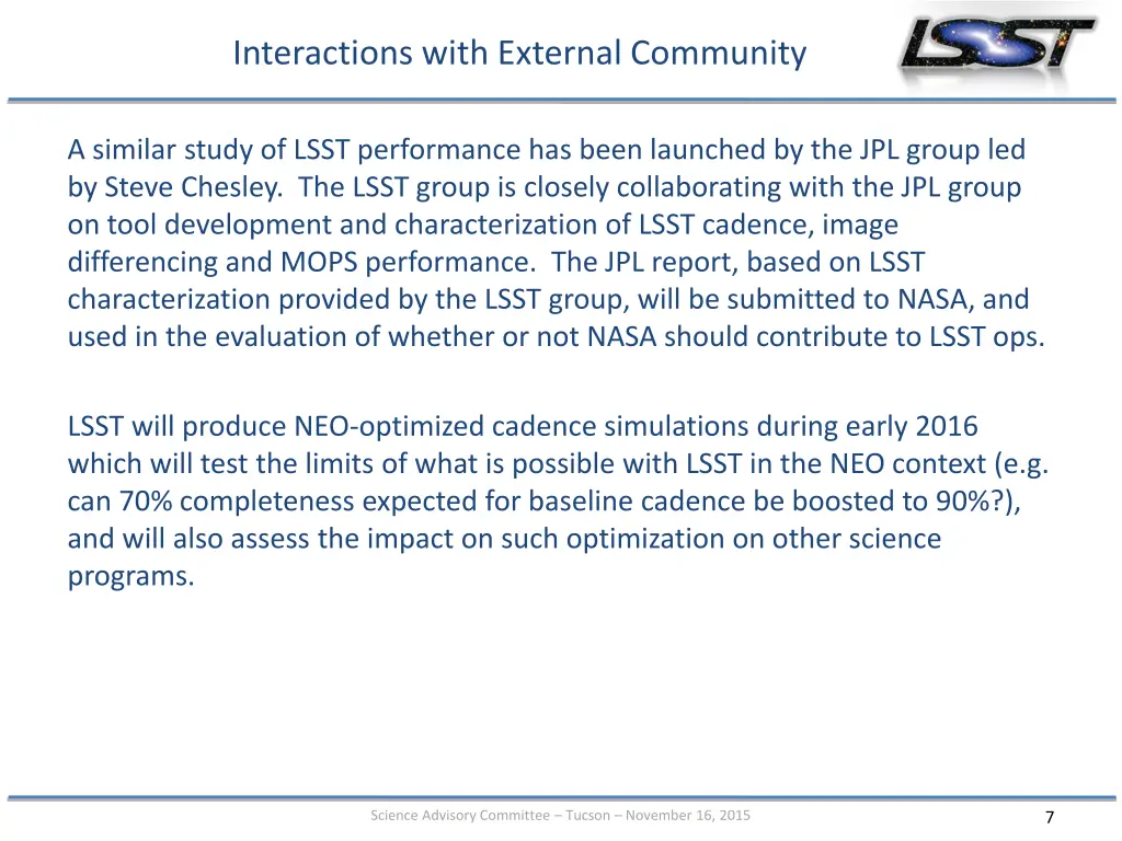 interactions with external community