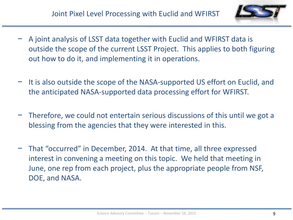 joint pixel level processing with euclid 1