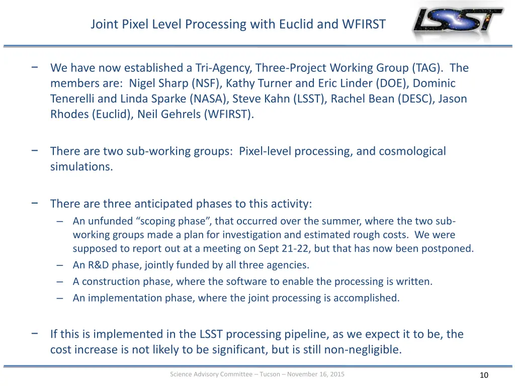 joint pixel level processing with euclid 2