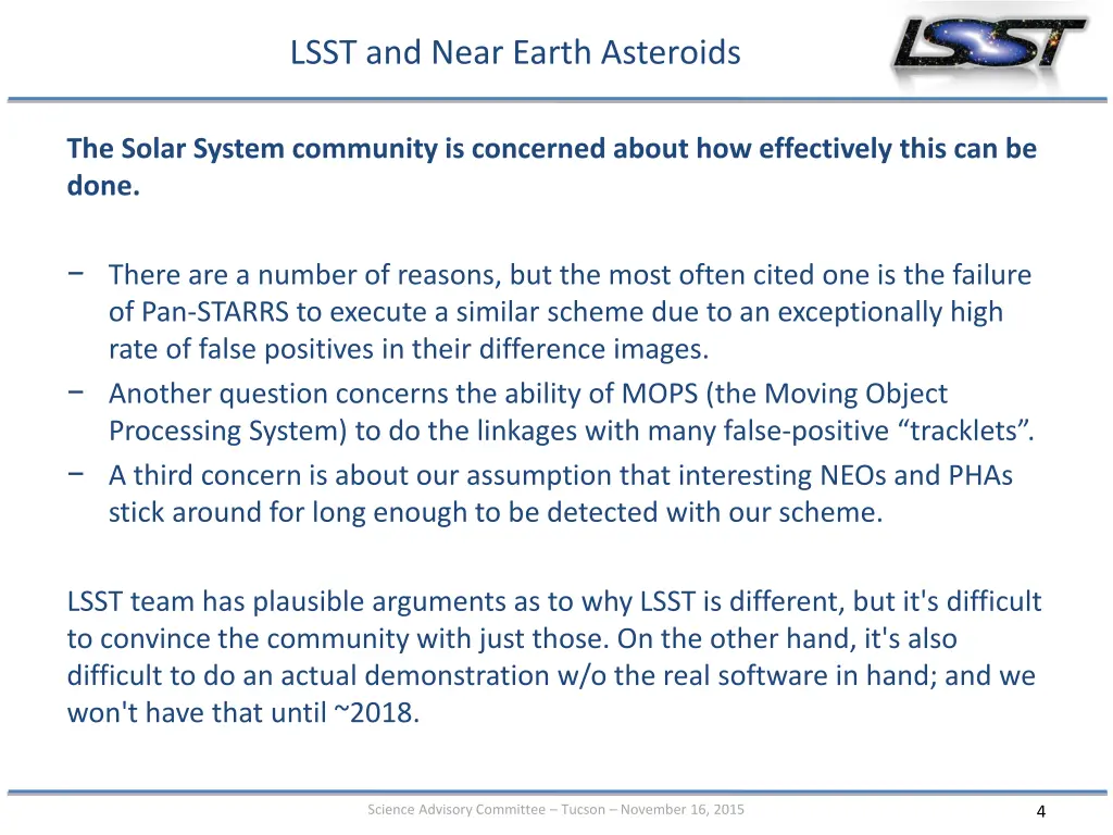 lsst and near earth asteroids 2