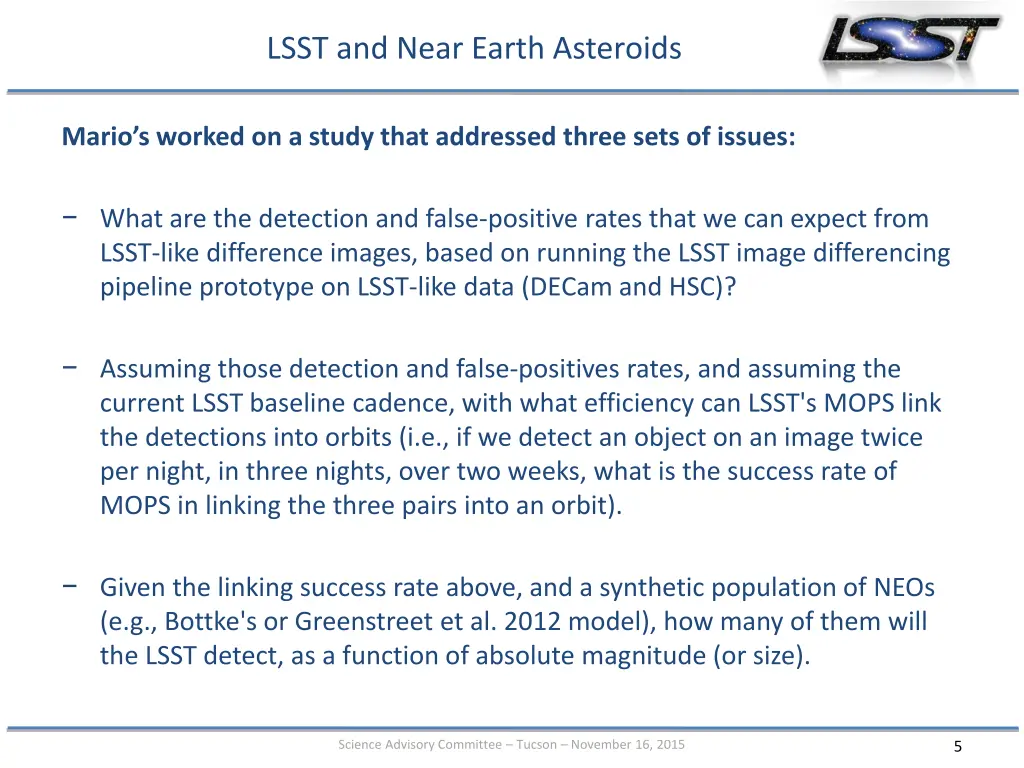lsst and near earth asteroids 3