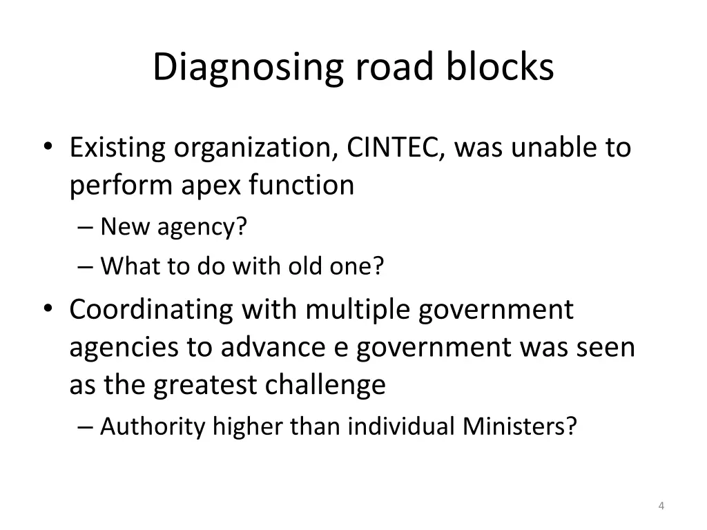 diagnosing road blocks