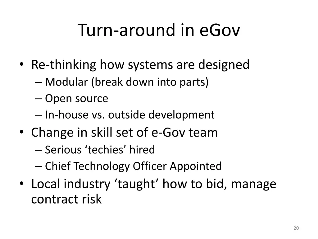 turn around in egov