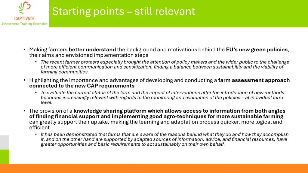 starting points still relevant