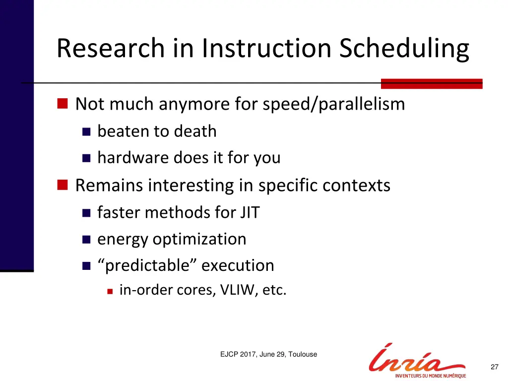 research in instruction scheduling